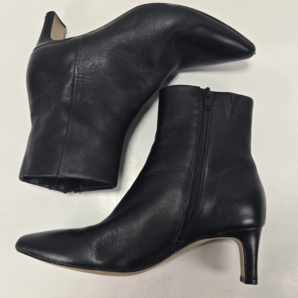 Andre Assous Winter Black Leather Heeled 2.5" Ankle Boots Booties Women's Size 6 - Picture 6 of 11